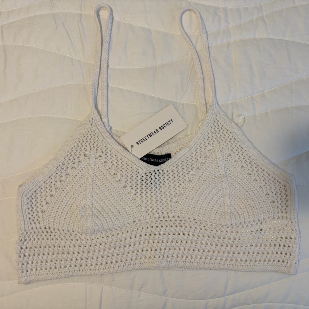Streetwear Society White Crochet Crop Top